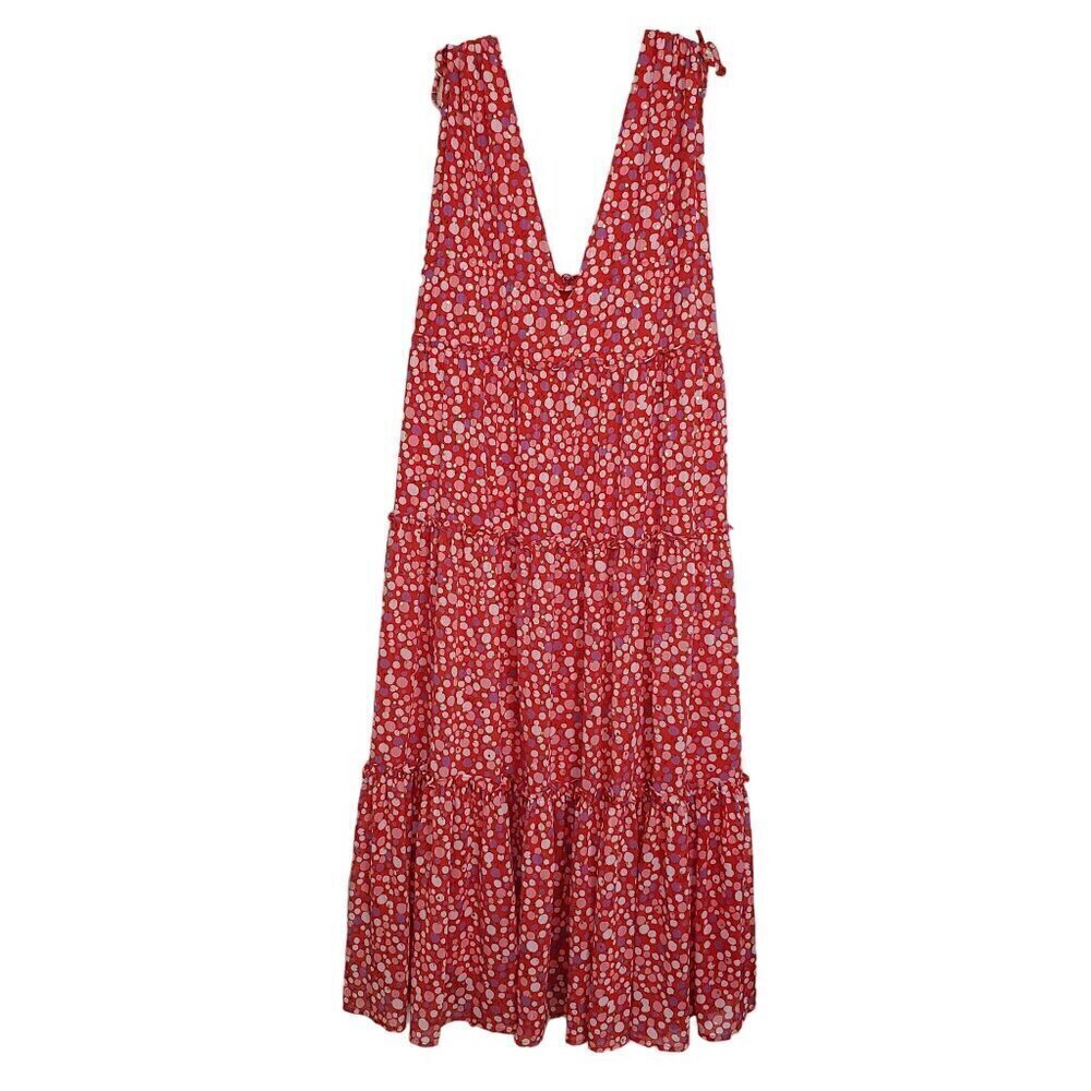 Molly Bracken Small Maxi Dress Womens Size XL Red Polka Dot V Neck Tiered Lined